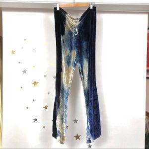 Chaser dark blue & cream dip dye velvet pants sz S